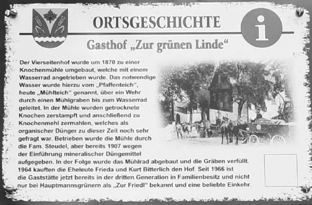 Infotafel am Gasthof "Zur gr&uuml;nen Linde"